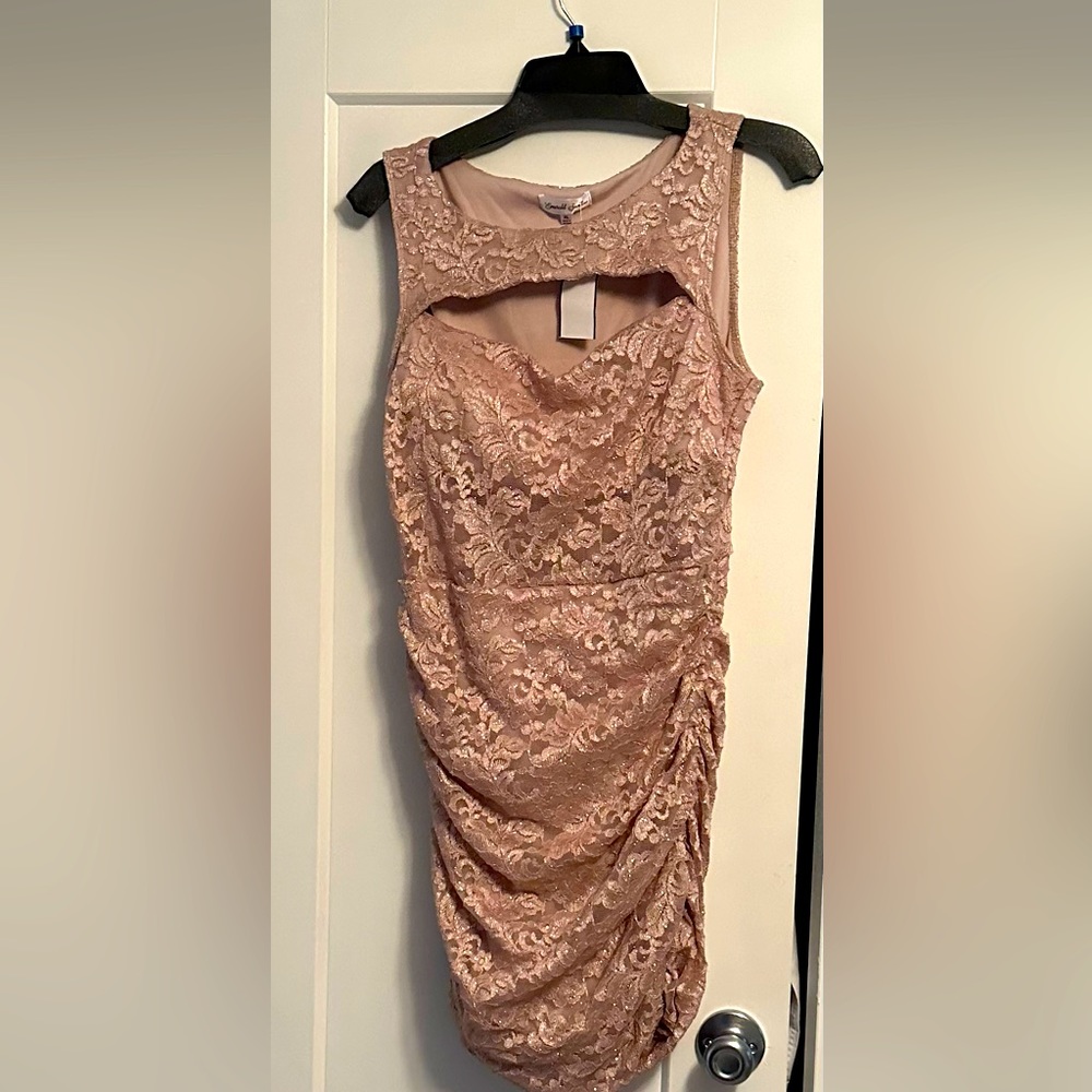 Champagne Lace fitted dress